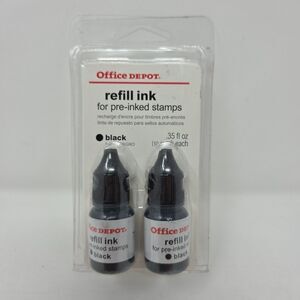 Office Depot Refill Ink for Pre-Inked Stamps Black 2 Pack MPN 603-293